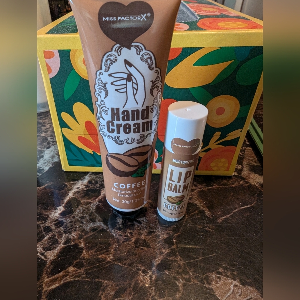 Miss Factor Coffee Hand Cream and Lip Balm Set NEW